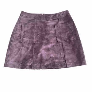 Old Navy Sz 8 A-Line Mini Skirt Womens Faux Suede  Pockets Black